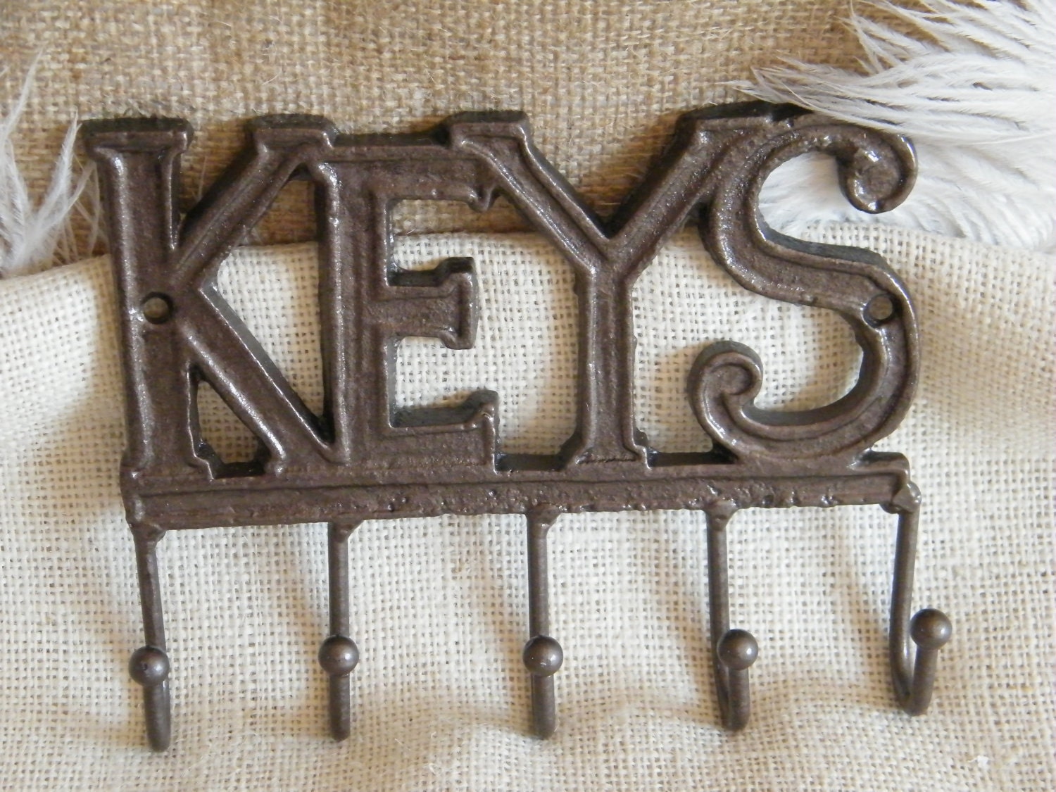 Wall Hook- Key Holder Rack- Oil Rubbed Bronze Color -Cast Iron-Gift-Housewarming -Organization-Fun Whimsical-For Him For Her