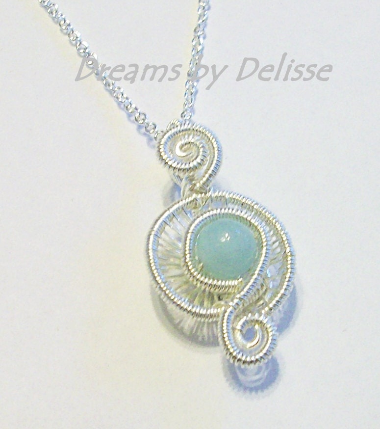 Wire Wrapped Amazonite Necklace - Silver Amazonite Necklace