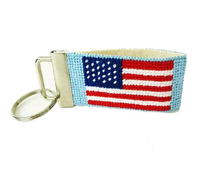 Needlepoint Kit - American Flag Key Fob - with monogram option