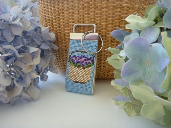Key Fob in Nantucket Basket Needlepoint Kit by StinaStitches