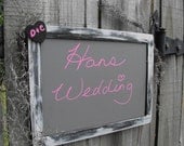 One Gray 7x10  Chalkboard Frame Sign Distressed Rustic Inspired  Country Cottage Menu Dessert Table Sign ( You Pick the colors )