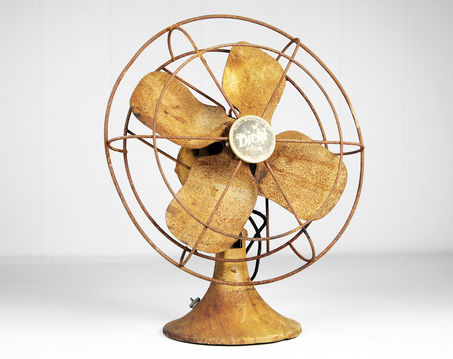 Vintage Early 1900's Industrial Diehl Junior Metal Oscillating Fan