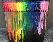 Mini Rainbow Melting Crayons on Black Canvas Experiment-8x10