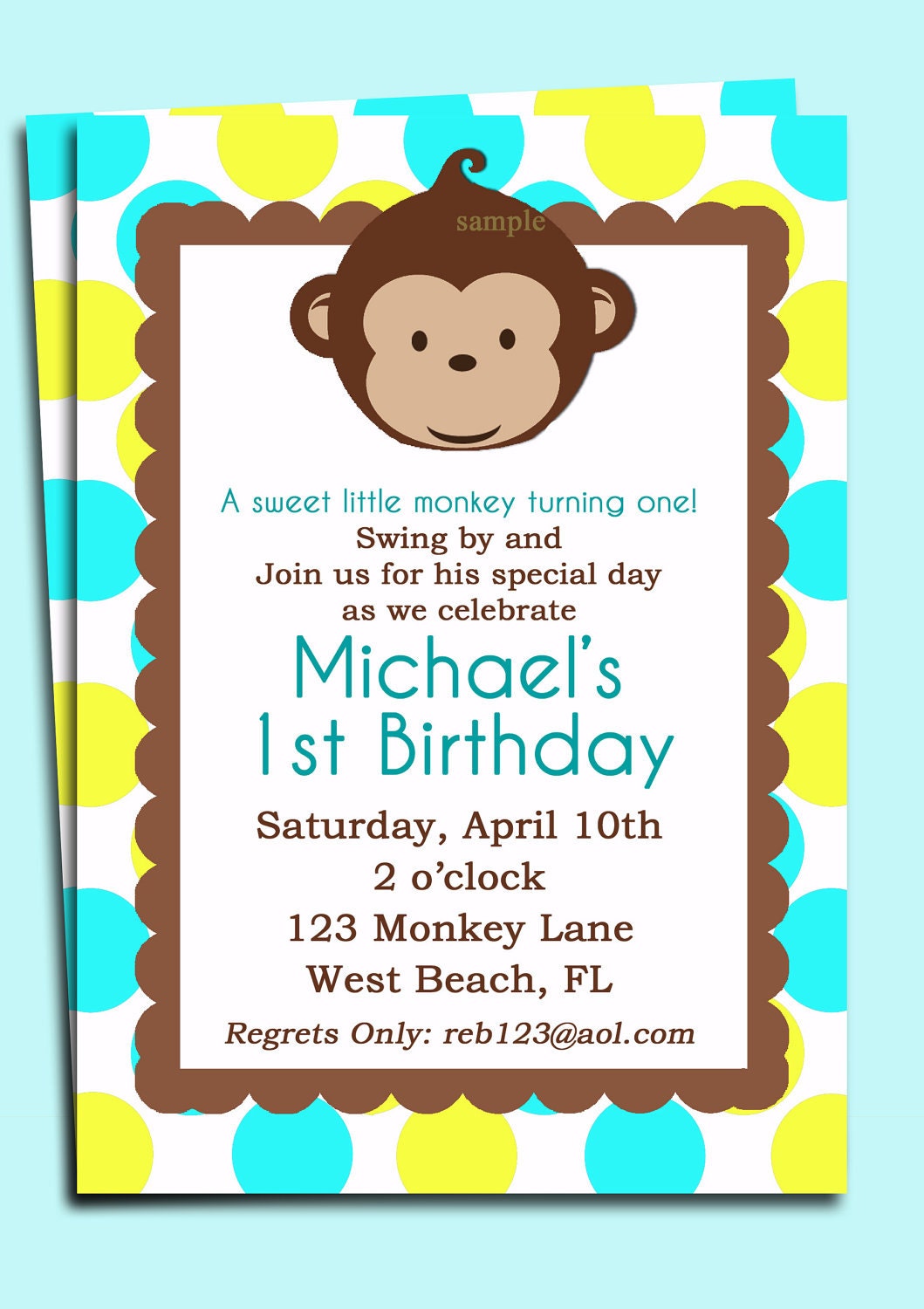 Mod Monkey Invitation Printable - Mod Monkey Birthday or Baby Shower Invite Il_570xn