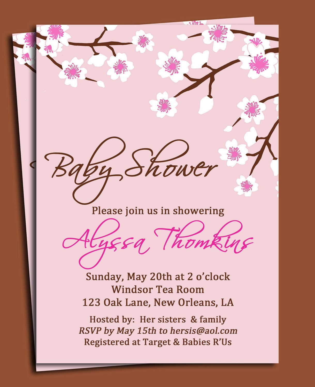 Cherry Blossom Invitation Printable - Birthday, Wedding Shower, Baby Shower, or Garden Party Il_570xn