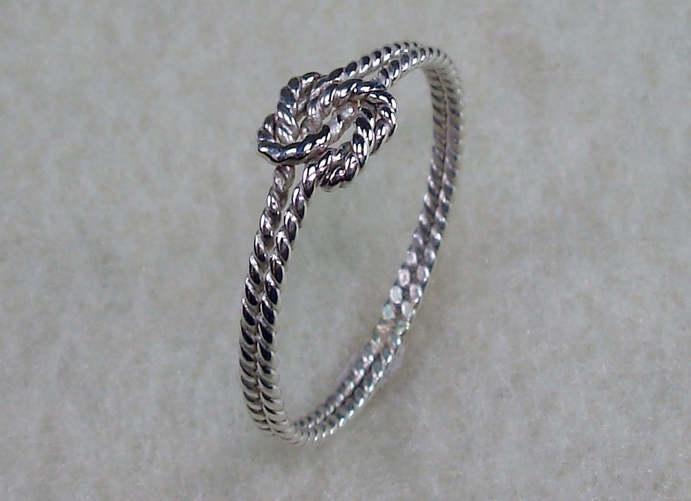Mini Twisty Celtic Double Love Knot Ring with Argentium Silver