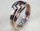Stacked Ring with a Twist Argentium Silver and 14kt Gold Filled Size 4 5 6 7 8 9 10 11 12 and Half Sizes