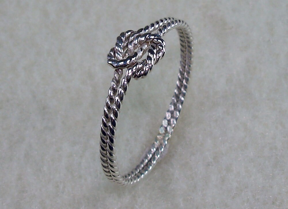 Mini Twisty Celtic Double Love Knot Ring with Argentium Silver