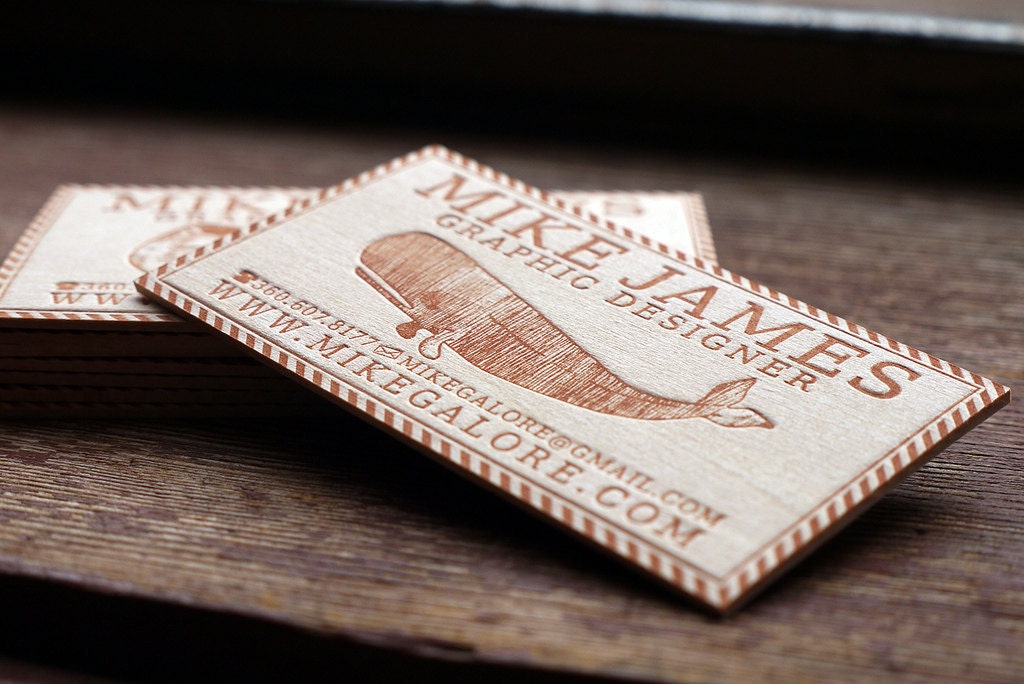 Custom Letterpress Wood Business Card and Graphic Design Package - 100qty