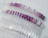 Beaded Hair Combs - Lush Lavender - One Pair