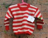 Babies - Hand Knitted Red white stripe jumper