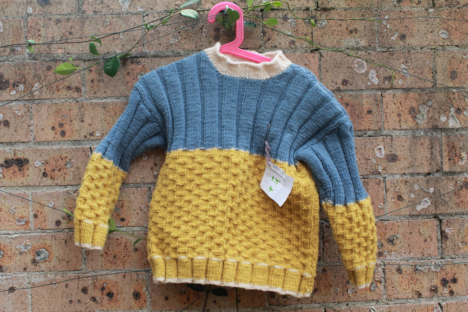 Size 4 Children's hand knitted jumper