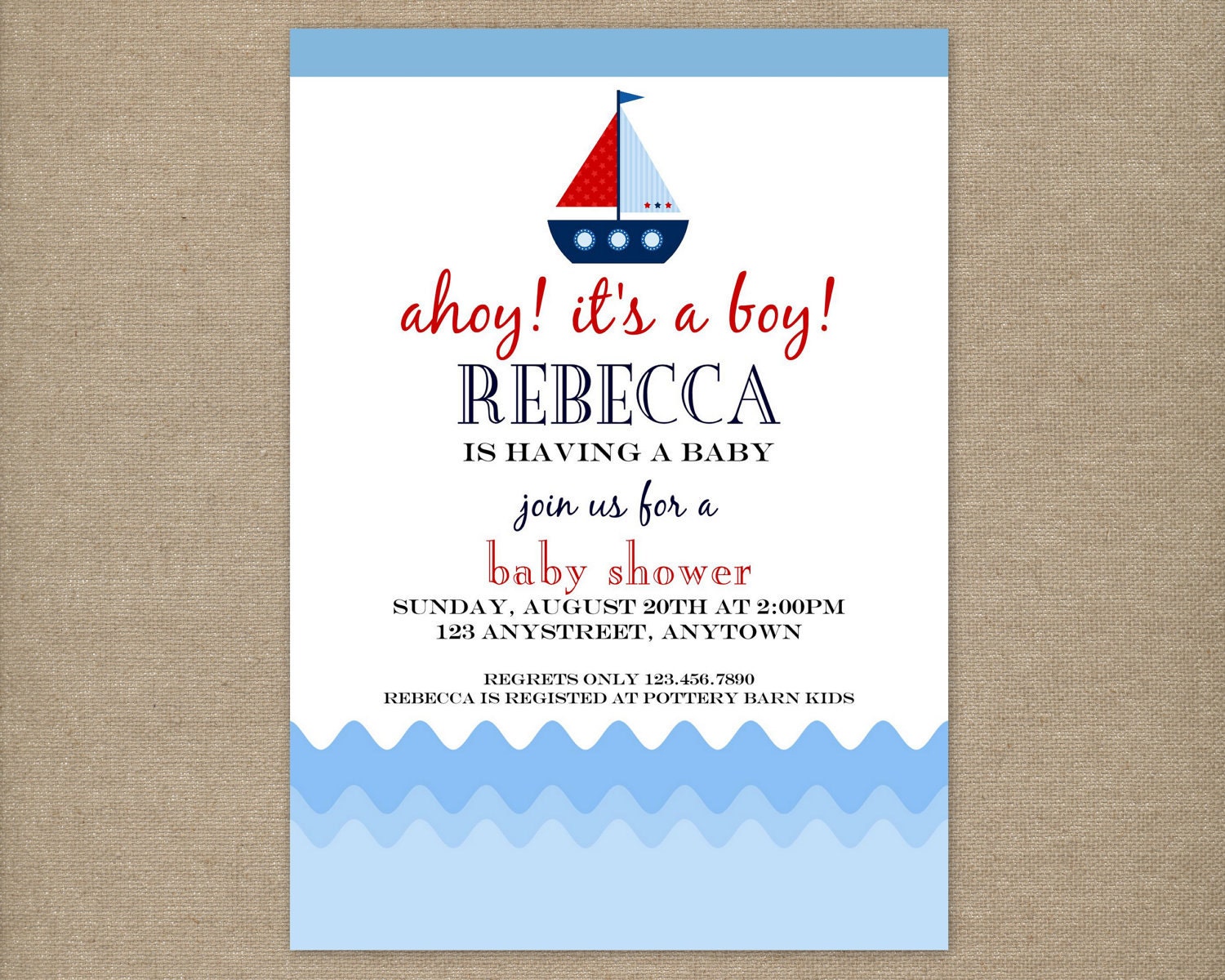 Printable Nautical Baby Shower or Birthday Party Invitation