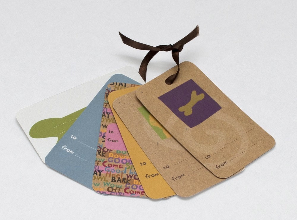 Dog themed gift tag set of 6 assorted designs