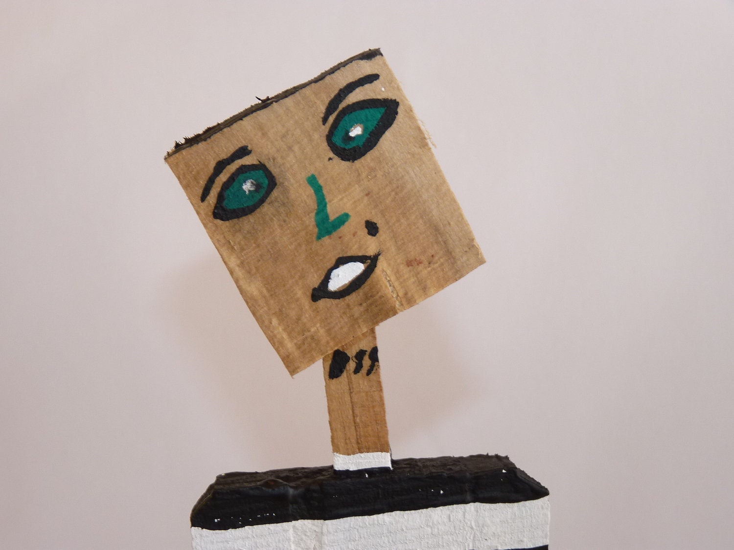 Folk Art Convict, Chain Gang, Wooden Sculpture, Two Faced Man Woman