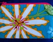 CLeARANCE ID Coin Purse, ID Coin or Bill Pouch, Coin Purse, ID Pouch, Wendy Slotboom Passiflora Blue