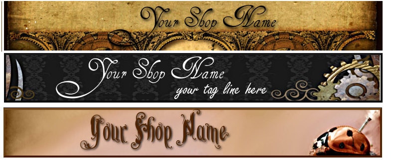 Premade Goth Steampunk Vintage Banner and Avatar - You Pick One - missdesignit