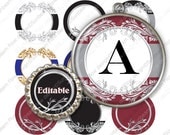 INSTANT DOWNLOAD - 1" Circles 4x6 Editable JPG 41 Ornaments Bottle cap Labels Embellishment Envelope Decoration Hangtags Print Your Own