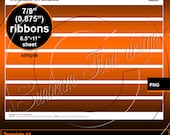 INSTANT DOWNLOAD - 7/8" (0.875 inch) Ribbons TEMPLATE 44 Printable Accessories Jewelry Magnets Glass Pebbles Resins Sticker Print Your Own