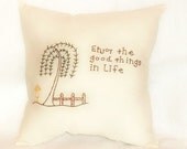 Pillow Stitchery Primitive Folk Art Original Design Hand Embroidered