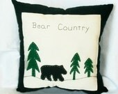 Pillow Flannel Bear Country Trees Hand Appliqued Original Design