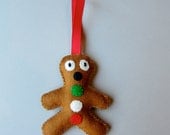 Felt Gingerbread Man Christmas Holiday Ornament