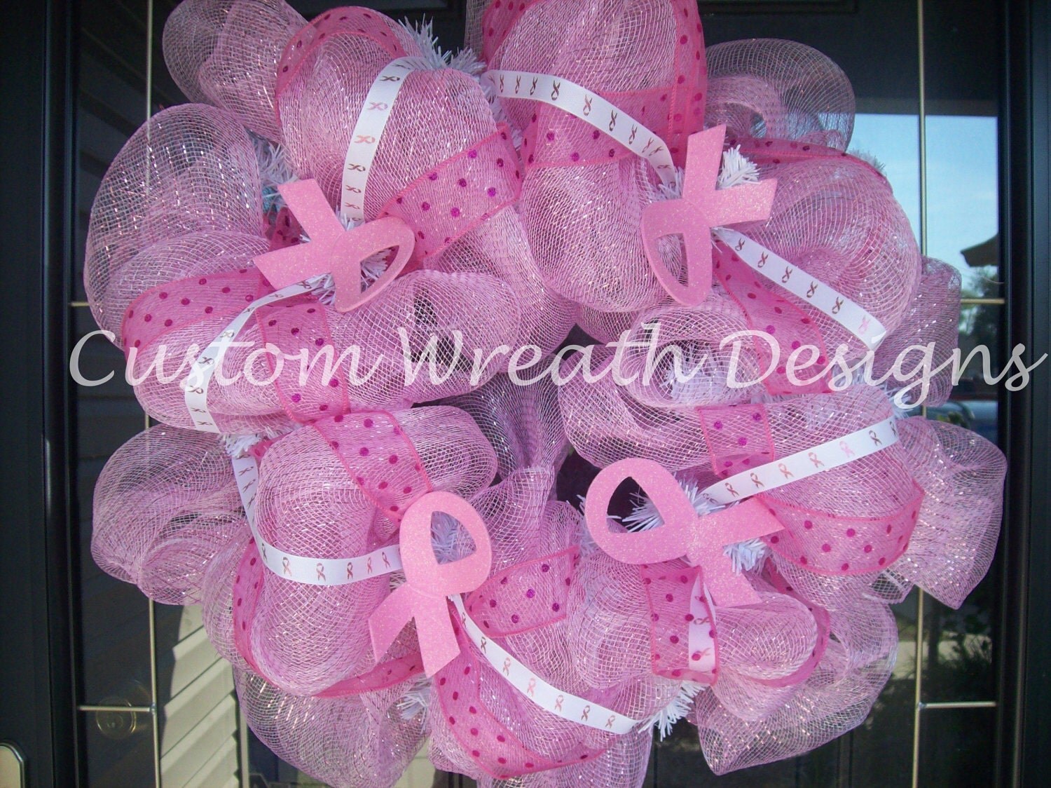 Mesh Pink Ribbon Wreath