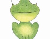 Nursery Room Art - Frog Modern, 5x7 Print Matted
