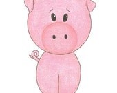 Nursery Art - Little Pig, 5x7 Matted Print