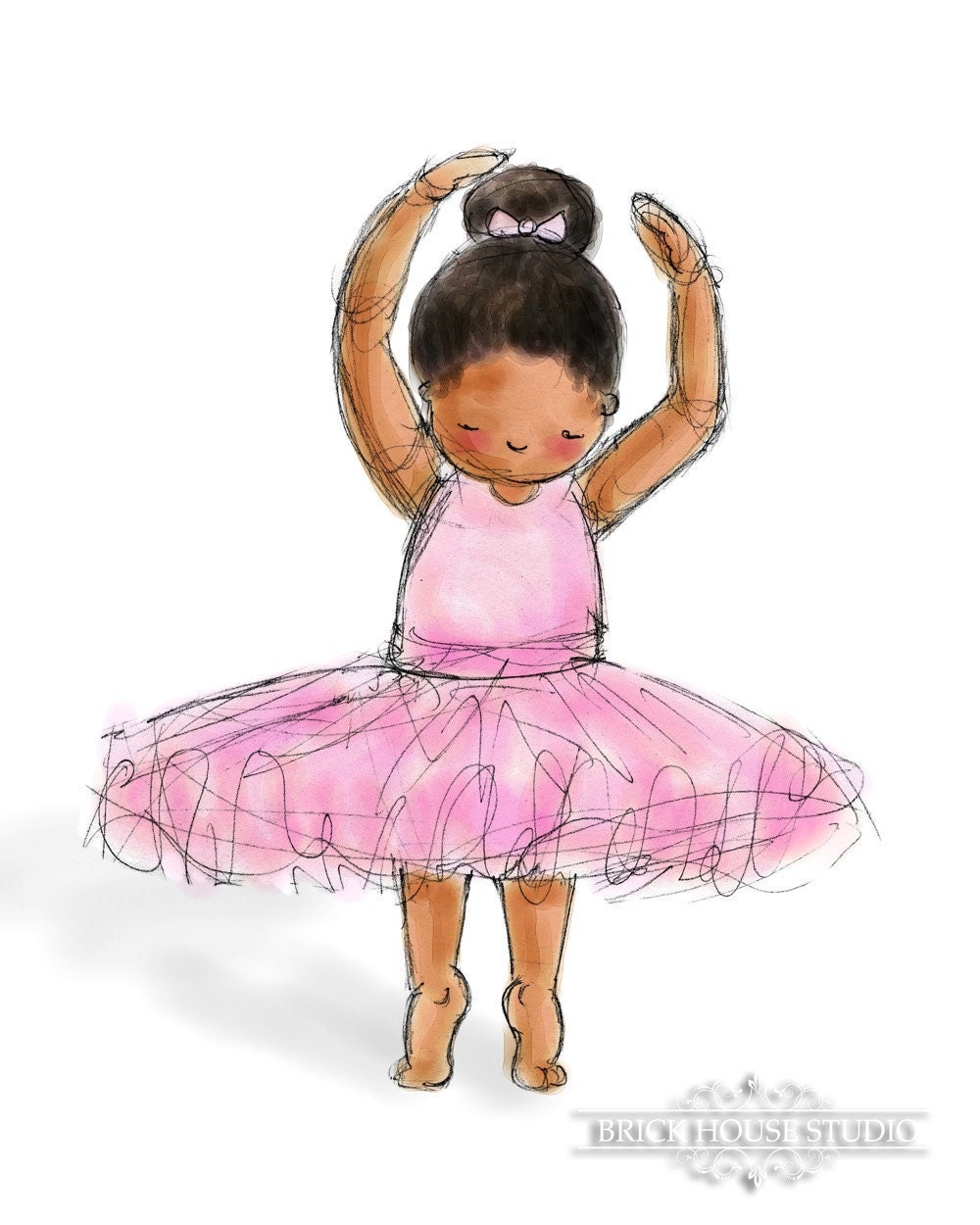 Children's Art - African American Ballerina, 5x7 Print