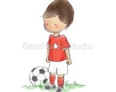 Boy Wall Art, Soccer Nursery - 5x7 Print