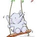 Nursery Room Art Print - Elephant on Swing, 5x7