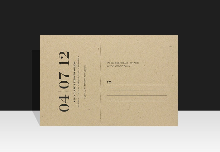 Save the Date Postcard - Modern, Urban & Rustic Wedding