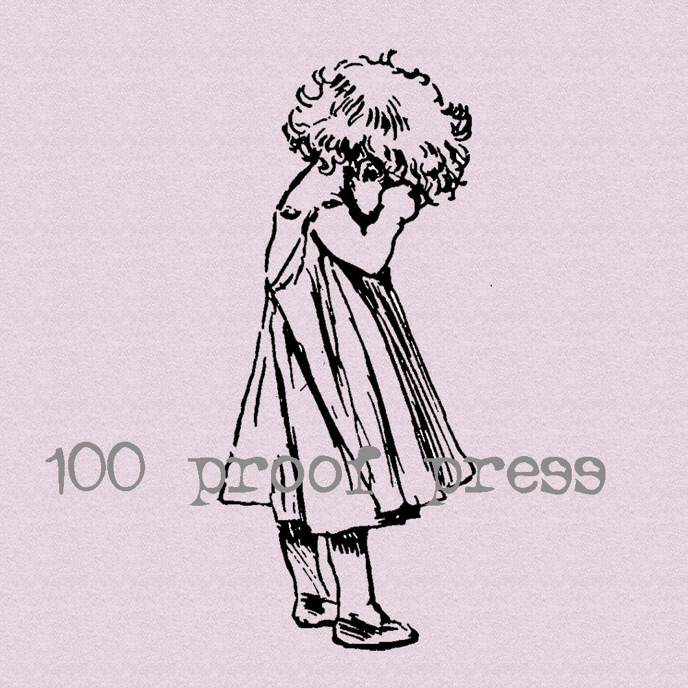 Little Crying Girl Mounted Rubber Stamp 2145