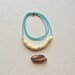 The Archaic Necklace in Turquoise Green- Antique Ostrich Shell and Hand Cut Raw Brass