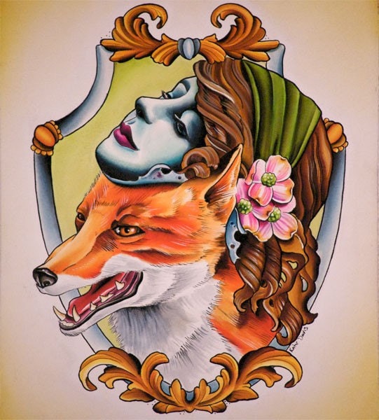 Reserved for james-fox with lady headdress-9"x10" giclee