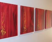 Fire  Red 5-Canvas Abstract Painting "ARTSOLUTELY"