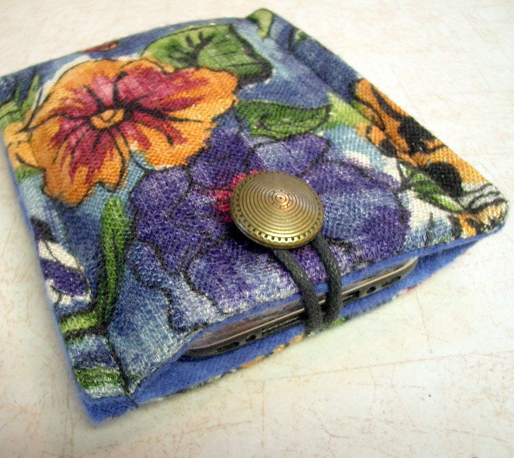 iPhone iPod Touch Recycled Repurposed Padded Case Floral Linen Look