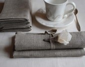 Linen Napkin Rings. Set of 6. Linen and Off White Organza Flowers.