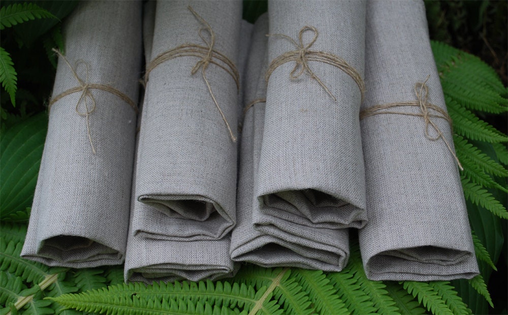 LINEN NAPKINS .SET of 12. Natural Grey . 13"x 13" Made to order.