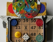 SALE-Recycled Art Collage   -   "He likes to play games"  -  Original Mixed Media