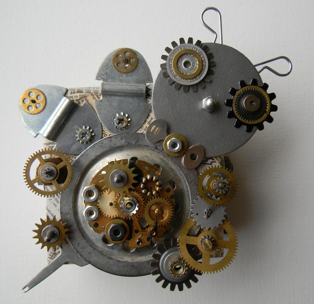 Recycled Art Collage - "Busy Bee" - Original Mixed Media