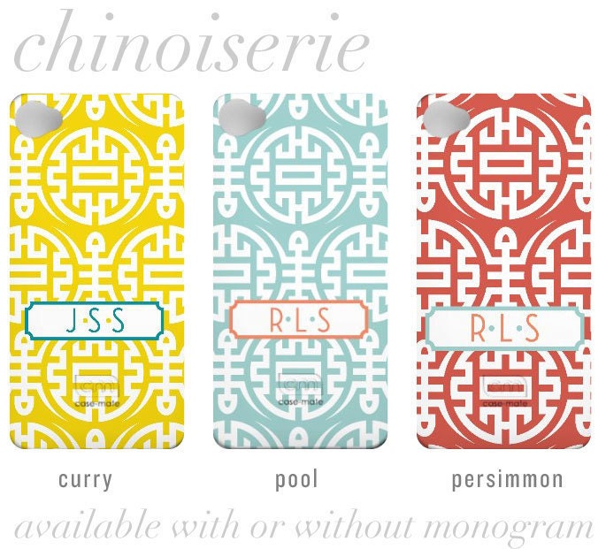 Monogrammed iPhone 5 Case - Chinoiserie Collection - also for iPhone 4