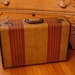 Vintage Striped Suitcase Travel Luggage & working KEY U.S. Trunk Co.