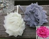 Set of four shabby rose headbands you choose size newborn baby toddler child girl teen