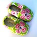 Flower Child Handmade Organic Baby Shoes in Honeysuckle Pink, Orchid and Lime Green- 0 -3 months