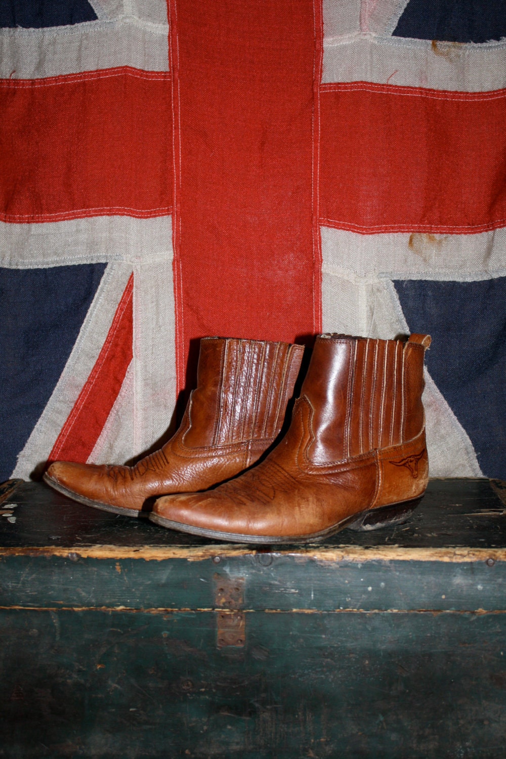 VTG ADORABLE 70s Short Brown Leather Roper Cowboy Boots Women's 7.5