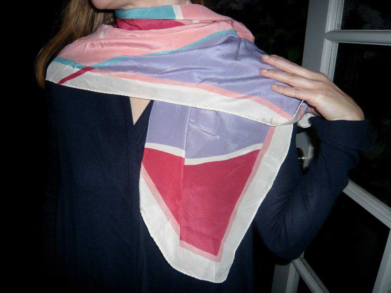 70s silk Italy Scarf, Gorgeous Pastel by Ginnie Johansen
