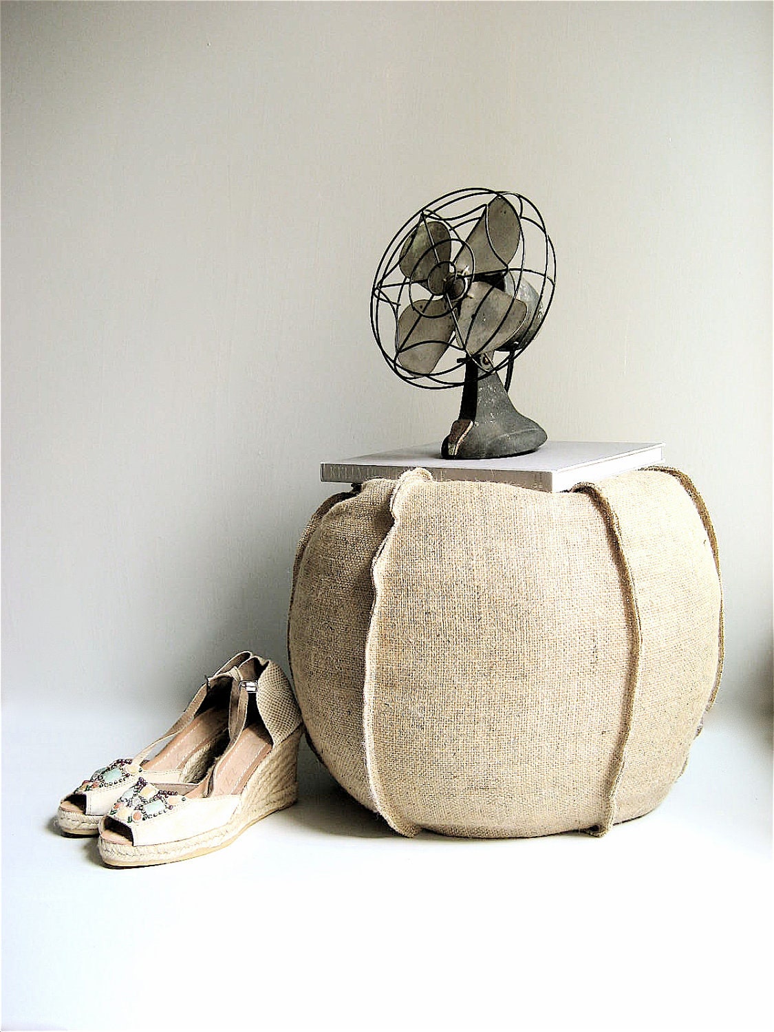 Burlap Pouf/Ottoman