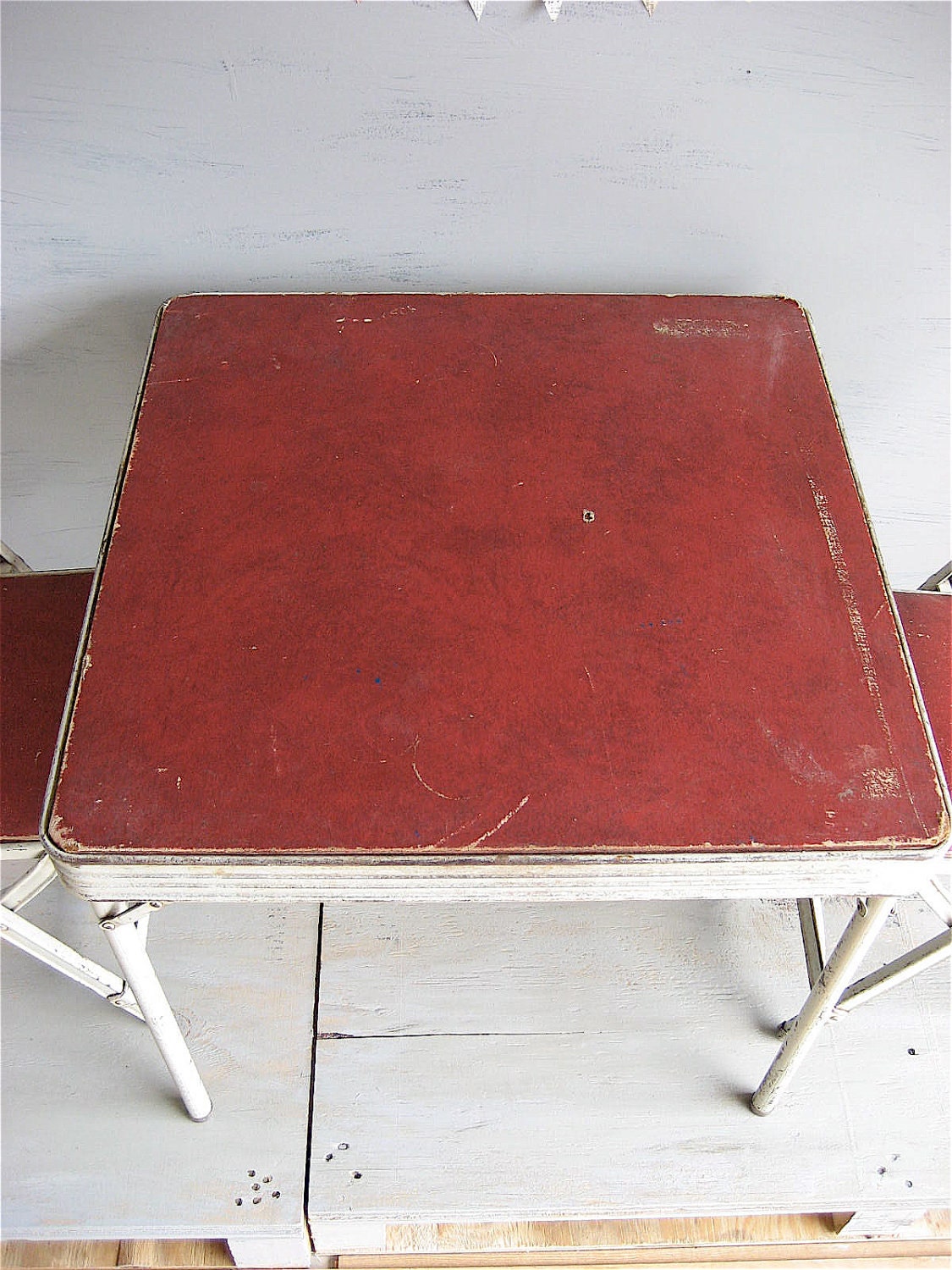 Child's Vintage Metal Table and Two Metal Chairs